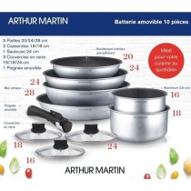 Batterie de cuisine Arthur Martin AM167S 10 pieces - Aluminium - Poign