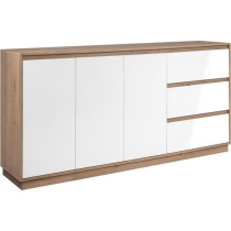 Buffet - PHoeNIX - Décor chene artisan / blanc HGL - 3 portes - 3 tir