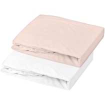 Domiva Lot 2 Draps housse - 70 x 140 cm - Jersey - Blanc/Nude