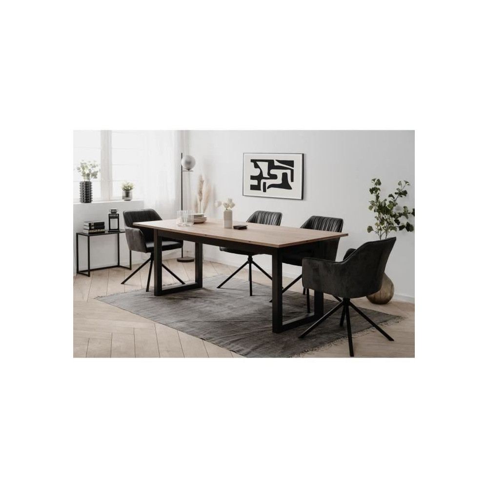 Table extensible Denver 80C - 200-240 x 75 x 90 cm - Chene artisan / a