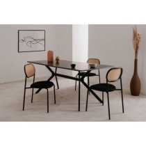 Table Onex 81A - 180 x 75 x 90 cm - Décor ardoise foncé / noir - 8 p