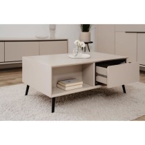 Table basse - ARONA - Rectangulaire - Capuccino / Noir - Sur pieds - 9