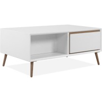 Table basse - ARONA - Rectangulaire - Blanc / Chene artisan - 94 x 40