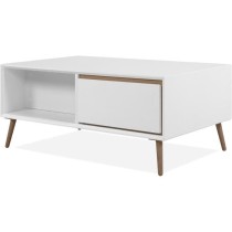 Table basse - ARONA - Rectangulaire - Blanc / Chene artisan - 94 x 40