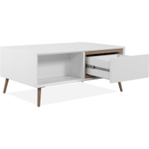 Table basse - ARONA - Rectangulaire - Blanc / Chene artisan - 94 x 40