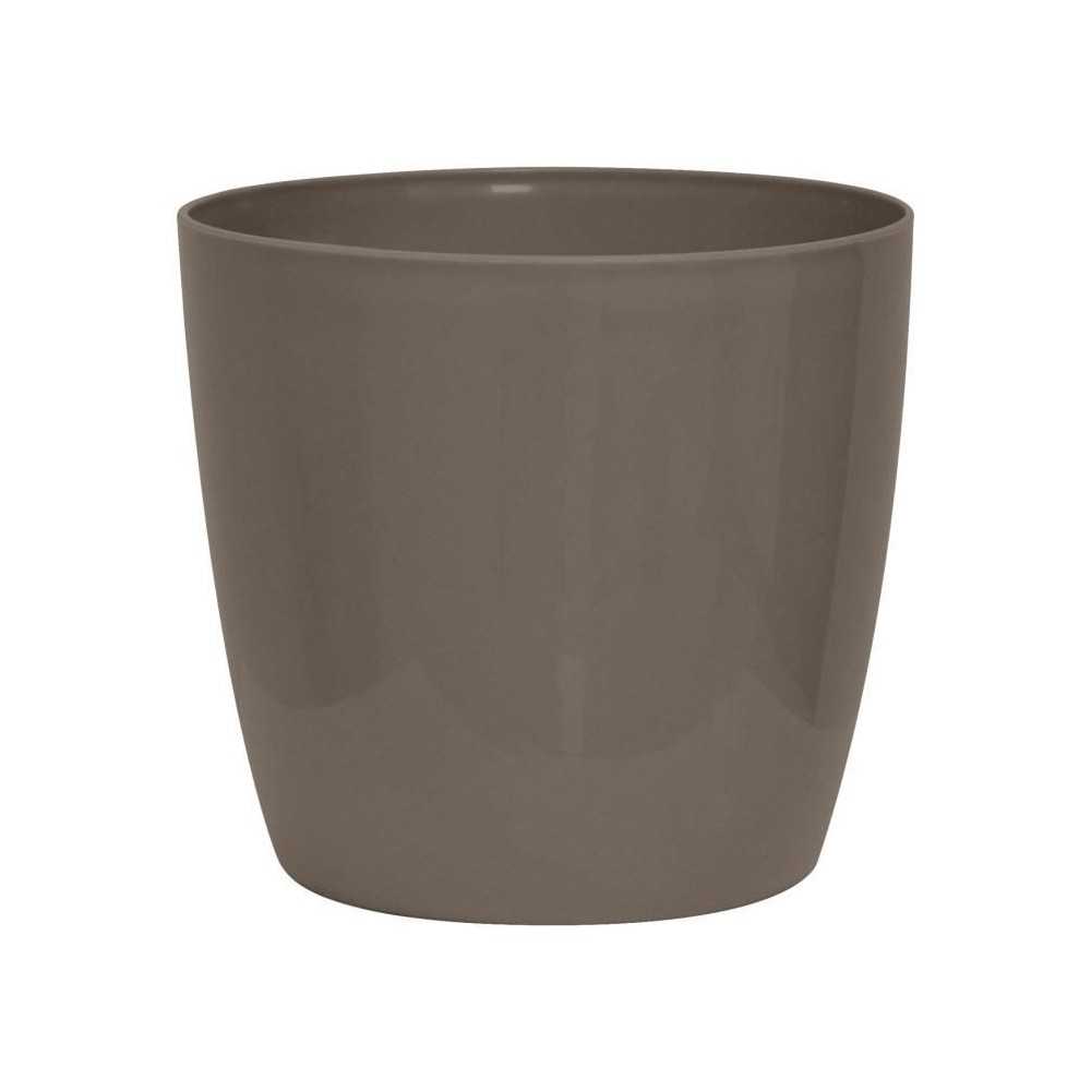 Cache-pot brillant - GARDEN ID - Shiny Taupe avec roulettes - 30 x 27