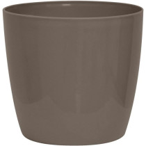 Cache-pot brillant - GARDEN ID - Shiny Taupe avec roulettes - 35 x 32