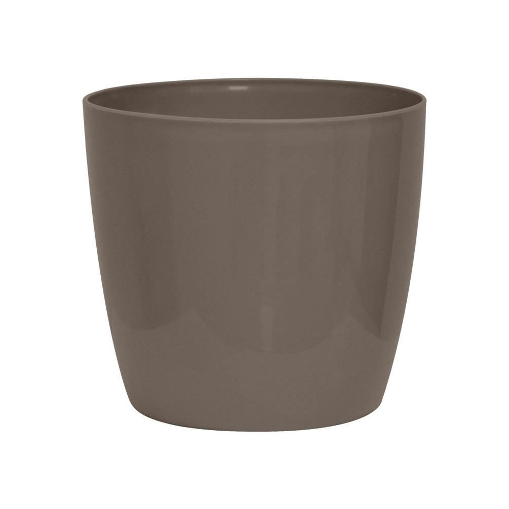 Cache-pot brillant - GARDEN ID - Shiny Taupe avec roulettes - 35 x 32