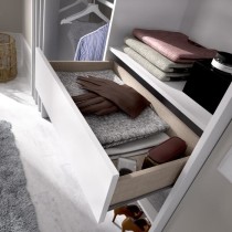 Dressing extensible avec rideau + 1 tiroir - Décor Blanc - L 160-113