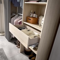 Dressing extensible avec rideau + 1 tiroir - SUIT - Décor chene natur