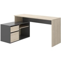 Bureau d'angle reversible 1 tiroir + 1 porte - Décor chene et gris -