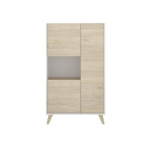 Buffet haut 3 portes - Décor Chene et blanc - NESS - L 81 x P 43 x H