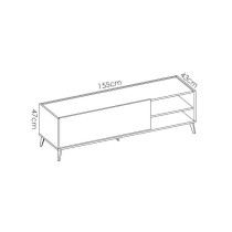 Meuble TV NESS - 1 abattant 2 niches - Décor graphite et Chene - L 15