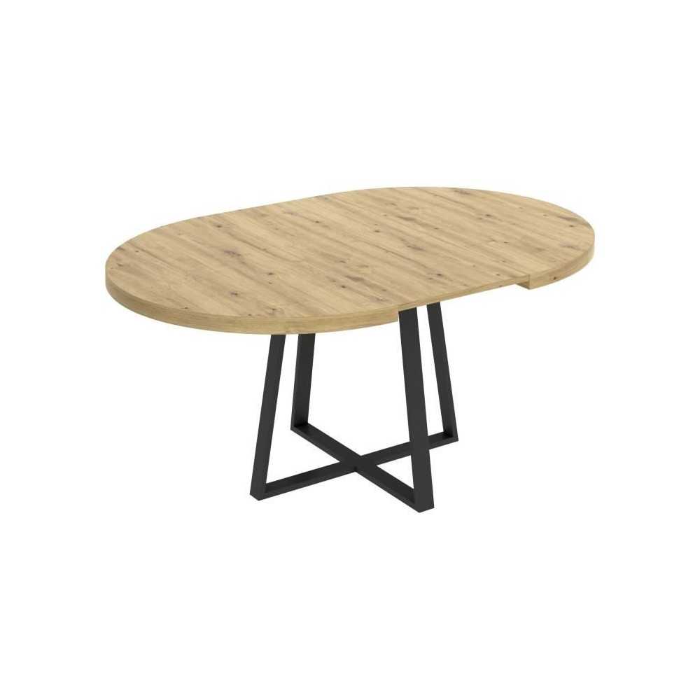 Table ronde extensible DUNA - 4 a 6 personnes - Décor chene - L110 x