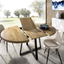 Table ronde extensible DUNA - 4 a 6 personnes - Décor chene - L110 x