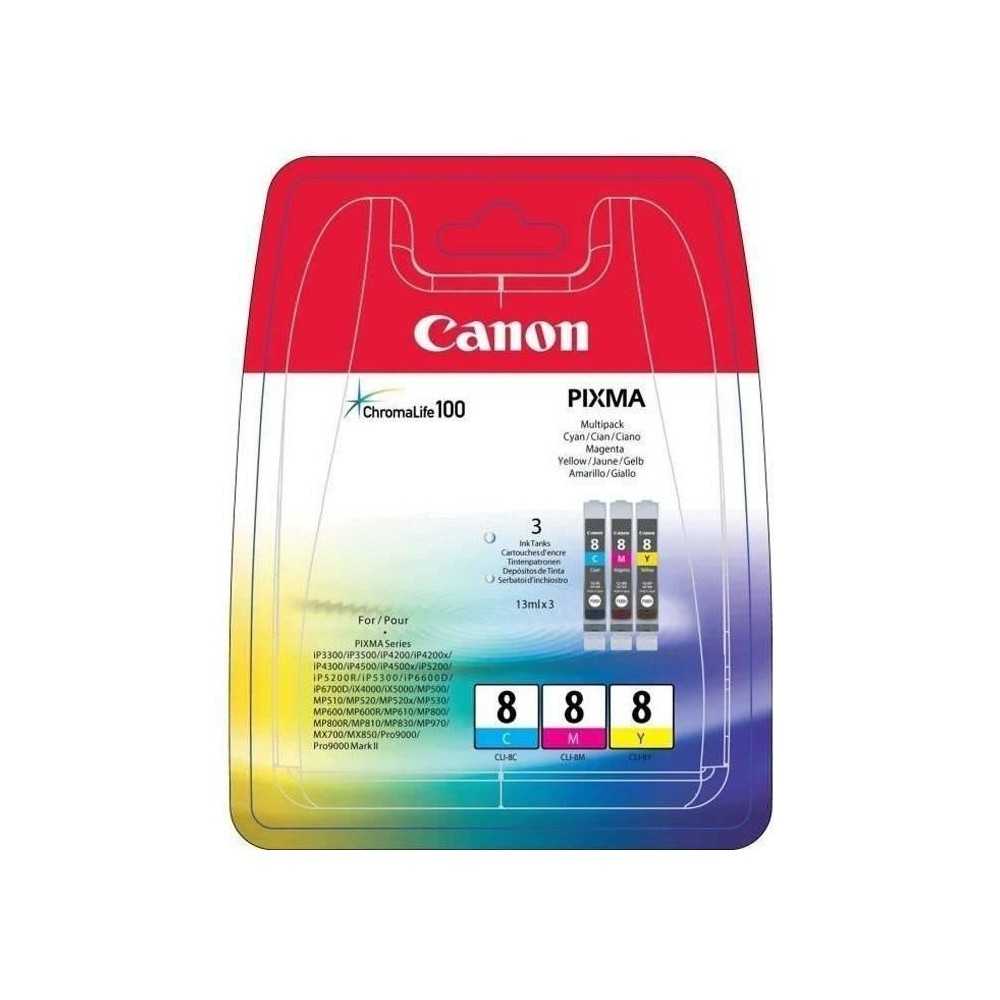 CANON Pack de 3 cartouches d'encre CLI-8 Cyan/Magenta/Jaune