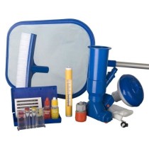 GRE - Kit de nettoyage piscine 7 pieces - trousse d'analyse, 1 brosse,