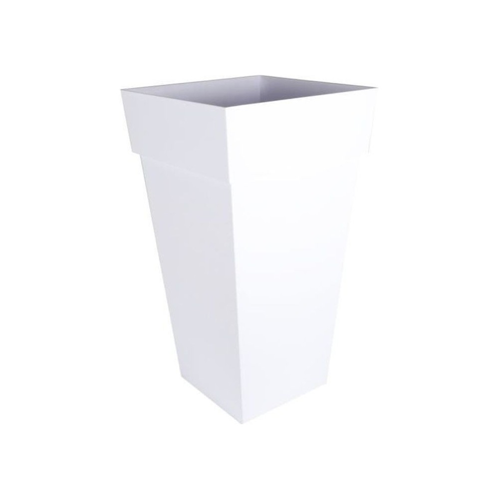 EDA Pot de fleurs XXL Toscane - Carré - 43,3 x 43,3 x H 80 cm - 98 L - Blanc