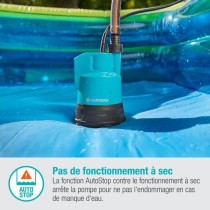 Pompe immergée pour collecteur d'eau de pluie Gardena 2000/2 18V P4A