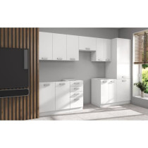 ATLAS Cuisine complete 8 éléments - Décor blanc - L300 x H52 x H82