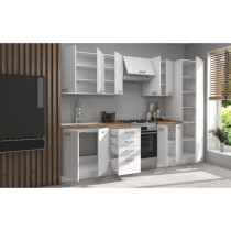 ATLAS Cuisine complete 8 éléments - Décor blanc - L300 x H52 x H82