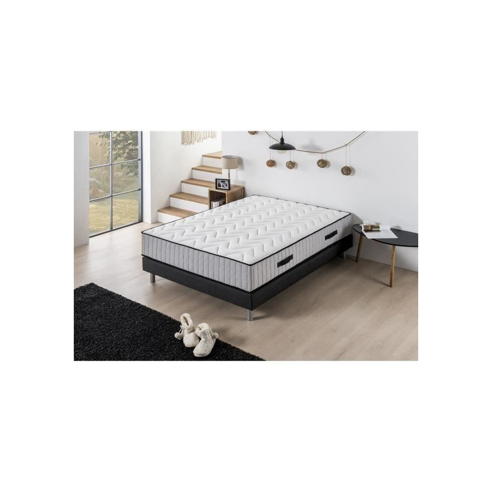 Ensemble matelas + sommier 160 x 200 cm - 672 Ressorts ensachés - 7 z