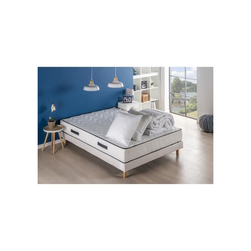 Pack pret a dormir - Matelas 140x190 cm + Sommier + Couette + Oreiller