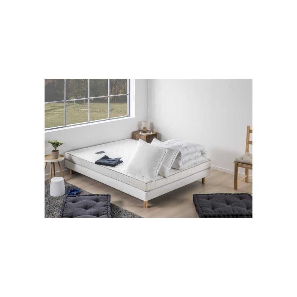 Pack pret a dormir Matelas 140x190 cm + Sommier + Couette + 2 oreiller