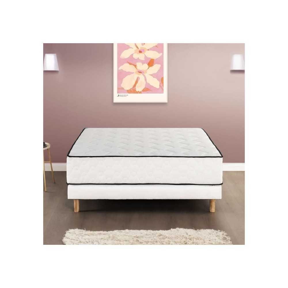 Ensemble matelas + sommier 140 x 190 cm - Ressorts - 7 zones - 27 cm -