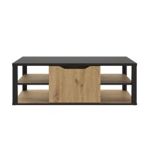 GAMI Table basse bar- Décor Noir et chene Artisan - L 110 x H 38 x P