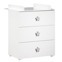 Commode a langer - Babyprice - Basic - 3 tiroirs - Blanche - Boutons