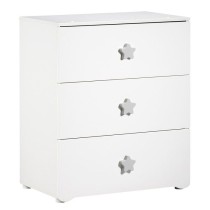 Commode a langer - Babyprice - Basic - 3 tiroirs - Blanche - Boutons