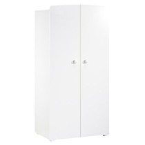 Armoire bébé Basic - Blanche - Boutons boule blanc - 2 portes - Baby