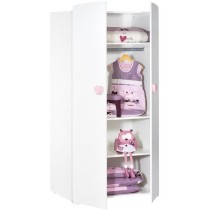 Armoire bébé Basic - MDF - Blanc - 2 portes - Bouton coeur rose - 85