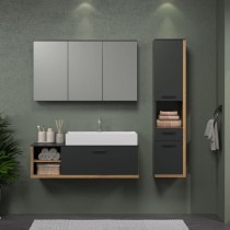 SYNNAX Salle de bain complete - Meuble sous vasque + vasque + armoire