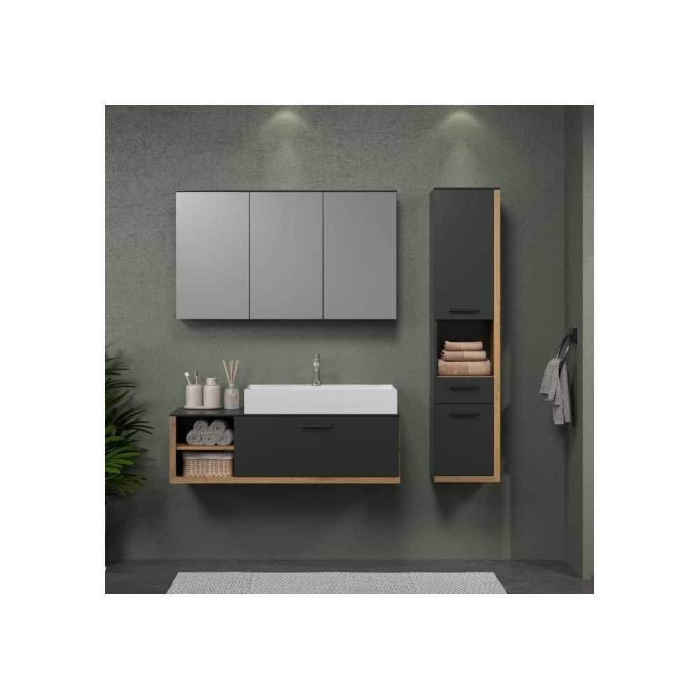 SYNNAX Salle de bain complete - Meuble sous vasque + vasque + armoire