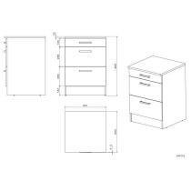 OSLO Meuble Bas 3 tiroirs + plan - Décor blanc - L 60 x P 60 x H 86 c