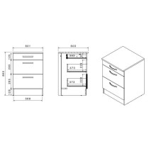 OSLO Meuble Bas 3 tiroirs + plan - Décor blanc - L 60 x P 60 x H 86 c