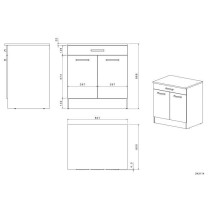 OSLO Meuble Bas 2 portes + 2 tiroirs + plan - Blanc - L 80 x P 60 x H