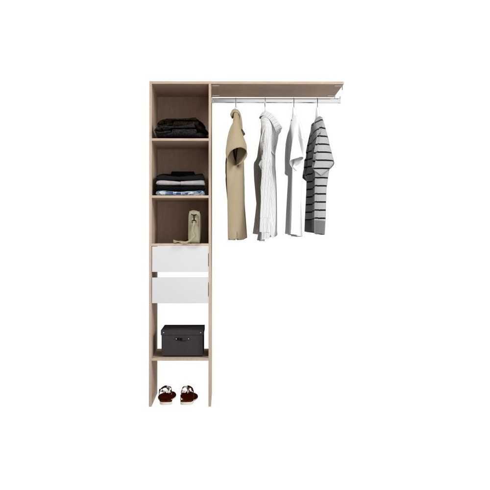 Kit dressing - EKIPA - URBAIN - Chene brooklyn et blanc - 2 tiroirs