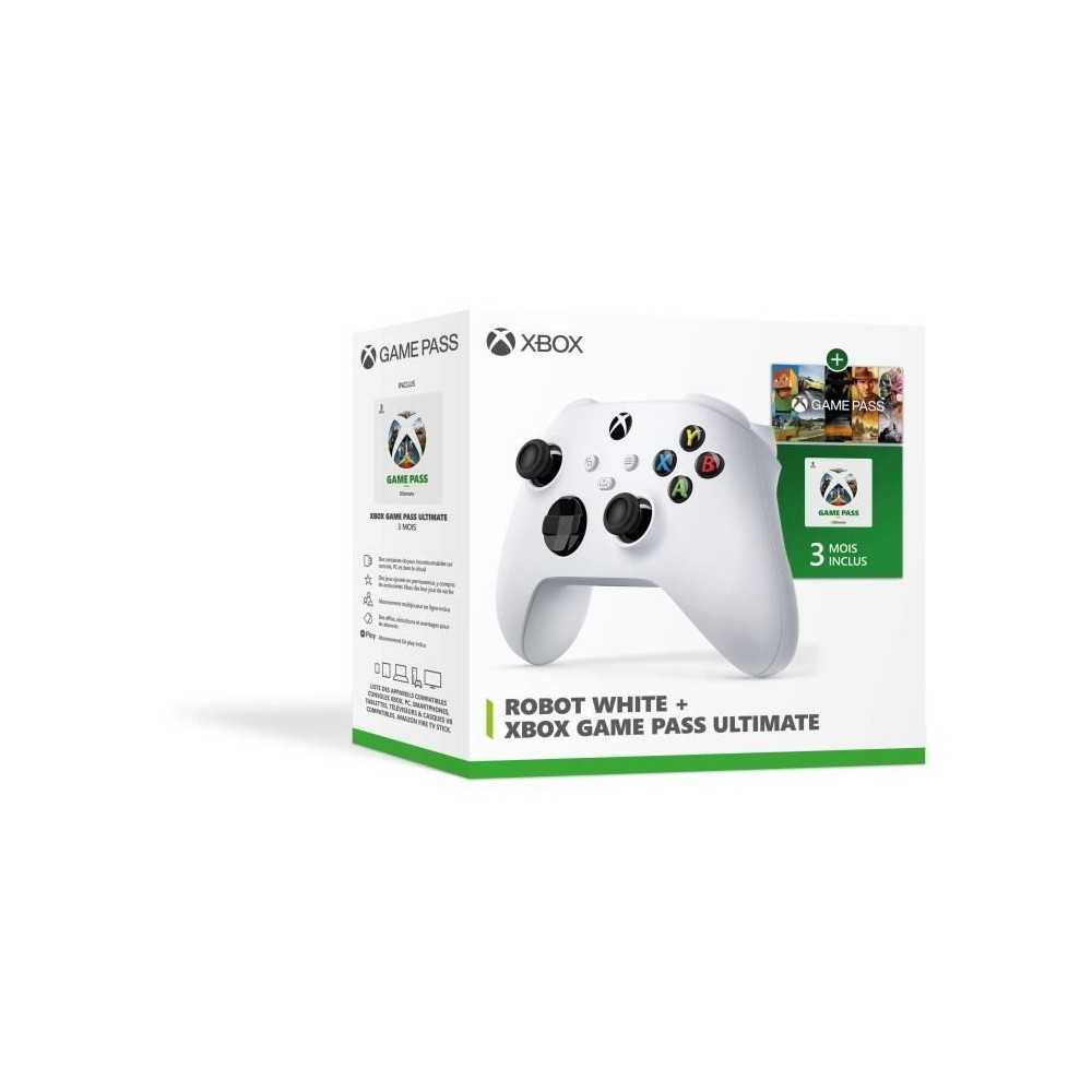 Microsoft Xbox - Manette sans fil Xbox Robot White + Xbox Game Pass Ul