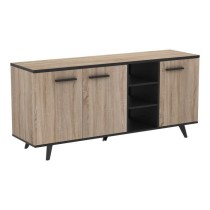 Buffet bas - Décor chene brossé et noir mat - Contemporain - WAYNE -