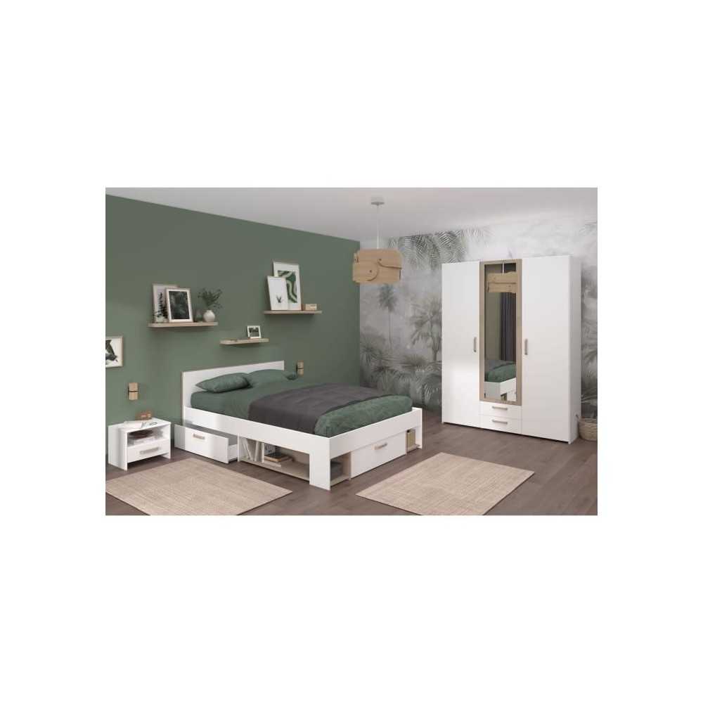 Chambre complete adulte - DREAM - Lit 140x190/200 cm + 2 chevets + arm