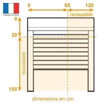 Volet roulant H155 x L120 cm PVC recoupable en largeur et hauteur - Ma