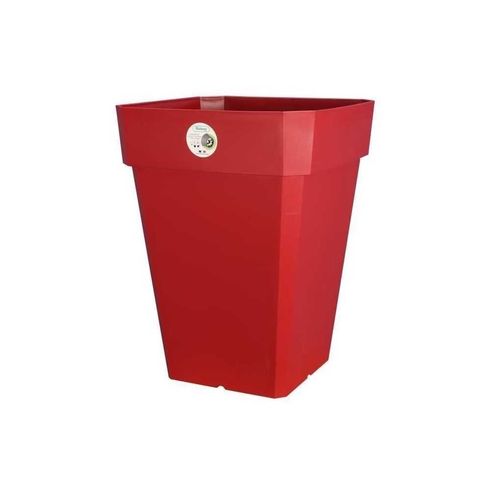 RIVIERA Pot carré Soleilla en plastique 39x39x53cm - 49l - Rouge