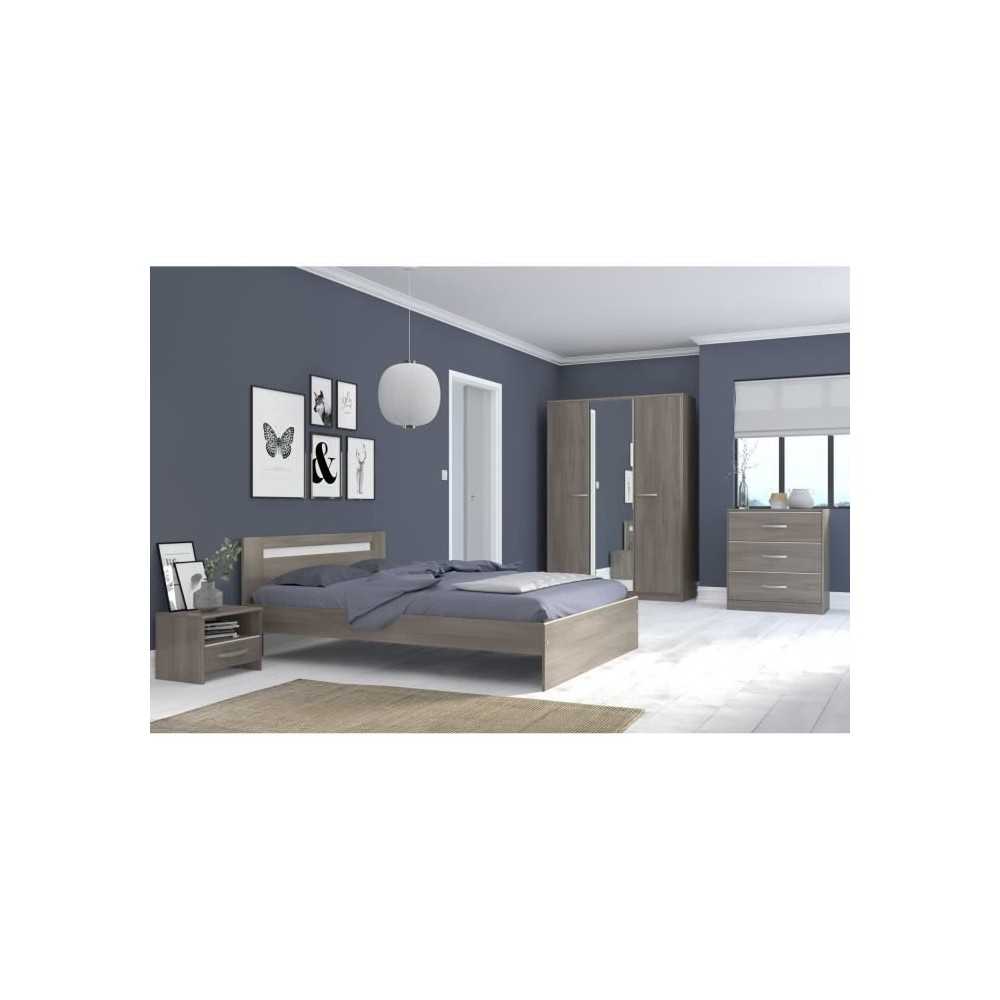 PARISOT Chambre complete adulte - Contemporain - Décor noyer silver -