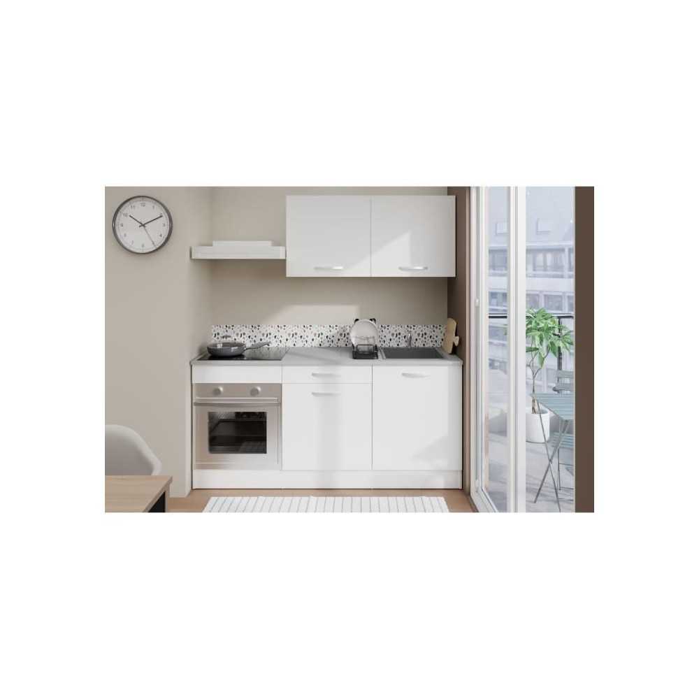 Cuisine complete OSLO - L 180cm - Blanc Mat - Plan de travail inclus