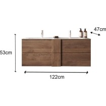 Ensemble Meuble salle de bain suspendu JUNE L120 - Double vasque + 2 T