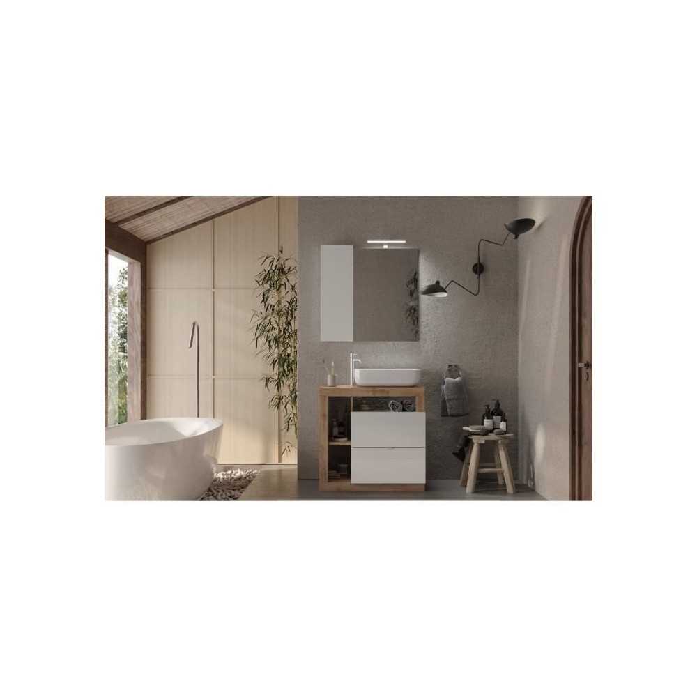 Ensemble Meuble salle de bain HAMBOURG L78 - Vasque + 2 Tiroirs + 3 ni