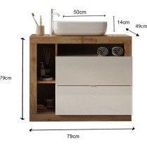 Ensemble Meuble salle de bain HAMBOURG L78 - Vasque + 2 Tiroirs + 3 ni